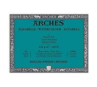 Arches Aquarelle 100% Fino 640g Bloc Encolado 4L 23x31 10 hojas Blanco Natural