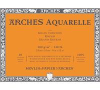 Arches Aquarelle 100% Grueso 300g Bloc Encolado 4L 23x31 20 hojas Blanco Natural