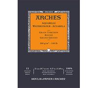 ARCHES Aquarelle 100% Grueso 300g Bloc Encolado A4 12 hojas Blanco Natural, color (FILA A1795101)