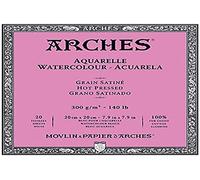 Arches Aquarelle 100% Satin 300g Bloc Encolado 4L 20x20 20 hojas Blanco Natural