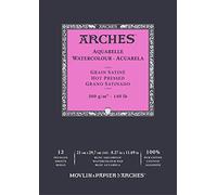 Arches Aquarelle 100% Satin 300g Bloc Encolado A4 12 hojas Blanco Natural
