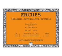 Arches - Bloque de papel de acuarela - 7" x 10" - 20 hojas - 300gsm - Rough - Sin ácidos - Blanco