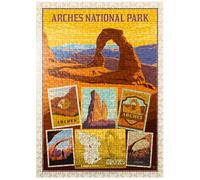 Arches National Park: impresión de collage, póster vintage, rompecabezas premium de 500 piezas para adultos