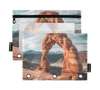 Arches National Park in Utah - Carpeta de 3 anillas para lápices con cremallera, paquete de 2 bolsas impermeables para documentos y suministros de oficina