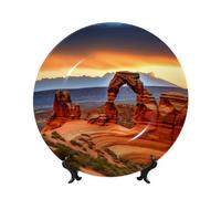 Arches National Park - Platos decorativos de cerámica de porcelana china con soporte de exhibición hecho a mano, adorno de cerámica con personalidad, plato de cena de porcelana, manualidades para el