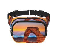 Arches National Park Print - Cangurera para mujer con correa ajustable para entrenamiento, correr, senderismo, riñonera cruzada, Black, Talla única