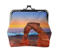 Arches National Park Print - Monedero portátil de cuero de fibra para mujer, Black, Talla única, Bolsa para monedas