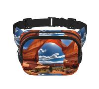 Arches National Park - Riñonera cuadrada de doble capa con estampado estándar y bolsa de viaje ajustable, Negro -, Talla única