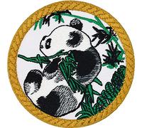 arches ropa termoadhesivos "Save The Earth" | Panda, parche para planchar | Insignia de vida silvestre en China | Pegatina para niños | Protección del medio ambiente | 75x75mm
