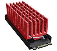 archgon HS-0130 Disipador de Calor para el refrigerador M.2 SSD 2280 PCIe NVMe/SATA, 25 mm de Altura, Cubre 57 mm, Aluminio, Almohadilla térmica 2X, Montaje con Clip de Muelle, pasivo, Rojo