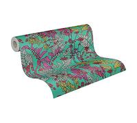 Architects Paper 377516 37751-6 - Papel pintado para pared (10,05 x 0,53 m), diseño floral, color verde, morado y gris