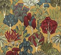 Architects Paper Papel pintado Jungle Floral Impresión no tejida 10,05 m x 0,53 m, amarillo y azul fabricado en Alemania 377571 37757-1