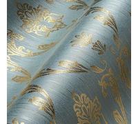 Architects Paper WTD 30658-6 - Papel pintado (10,05 m x 0,53 m), color azul y verde metálico