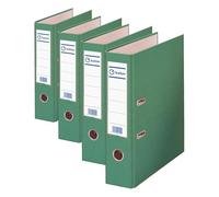 Archivador 2 Anillas Kalon - Tamaño Folio 29x35 cm, Lomo Ancho 7 cm con Tarjetero Personalizable, Capacidad 520 Hojas, Palanca de Apertura Suave, Forrado Anti Golpes y Rallones - Verde (Paquete de 4)