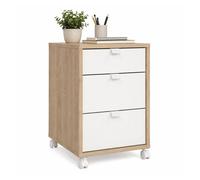 WELL HOME MOBILIARIO & DECORACIÓN Archivador 3 Cajones Pisuerga Jackson Hickory/Blanco-Roble Patinado 41x49x61 cm/Cajonera de Oficina con Ruedas para Guardar Documentos con Estilo