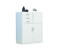 Archivador Archivador de oficina multifuncional con cerradura Gabinete almacenamiento datos archivos tres cajones gran capacidad 1 gabinete doméstico hierro Gabinete de oficina(Blanco)