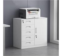 Archivador de acero de 5 cajones con cerradura, organizador vertical de archivos y estante de impresora, ahorra espacio, archivador bajo para oficina en casa, diseño blanco moderno