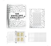 Archivador de ahorros de presupuesto, sobre presupuesto acción, carpeta Budget Francais A5, 100 Envelope Saving Challenge, carpetas con sobres para efectivo, sonrisa