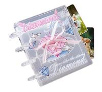 Archivador de almacenamiento de pegatinas - Álbum transparente de 4 anillas, 9,5 x 11 cm | Organizador de colección de tarjetas fotográficas con 20 páginas interiores | Archivador portátil para