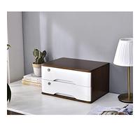 Archivador de escritorio, caja de almacenamiento de madera maciza con cajones con cerradura, organizador de archivos A4/recibos, ideal para suministros de oficina y documentos, archivador plano con 2
