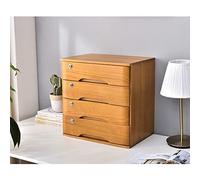 Archivador de escritorio, caja de almacenamiento de madera maciza con cajones con cerradura, organizador de archivos A4/recibos, ideal para suministros de oficina y documentos, archivador plano con 2