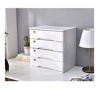 Archivador de escritorio, caja de almacenamiento de madera maciza con cajones con cerradura, organizador de archivos A4/recibos, ideal para suministros de oficina y documentos, archivador plano con 2