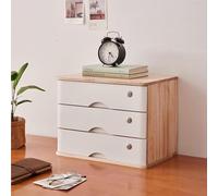 Archivador De Escritorio Con 3 Cajones: Caja De Almacenamiento De Madera Maciza, Organizador De Escritorio De Madera De 3 Niveles, Librería De Escritorio Con Cerradura(A4)