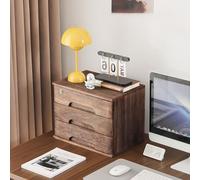 Archivador de escritorio de madera maciza, caja de almacenamiento con cerradura de 3 capas para suministros de oficina, A4/Recibos elegante cajón de madera para uso doméstico y de oficina