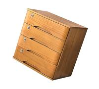 Archivador de madera maciza con cerradura, caja de almacenamiento de escritorio de varios niveles con cajones de 1/2/3/4 pulgadas, elegante archivador plano de madera para organización del hogar y la