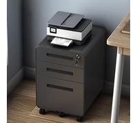 Archivador de metal de 3 cajones para oficina en casa, almacenamiento compacto debajo del escritorio para archivos carta/legal/A4, elegante diseño plateado