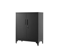 SONGMICS Archivador de Oficina, Armario Multifuncional, 2 Puertas, con Cerradura, Almacenamiento de Acero, para Sala de Estar, Negro Mate OMC013B01