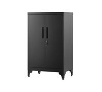 SONGMICS Archivador de Oficina, Armario Multifuncional, 2 Puertas, con Cerradura, Almacenamiento de Acero, para Sala de Estar, Negro Mate OMC012B01