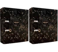 Archivador de palanca A4 75 mm - Diseño Metálico - Metallic Dreams Black (Paquete de 2)