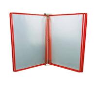 Archivador De Pared 5 Paneles Doble Cara, Exhibición Libro Giratorio Póster Carpeta A4, Soporte Página Transparente PVC + Metal, L23 * H33cm(Red)