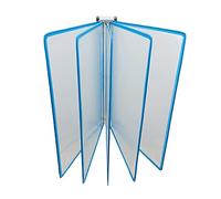 Archivador De Pared 5 Paneles Doble Cara, Exhibición Libro Giratorio Póster Carpeta A4, Soporte Página Transparente PVC + Metal, L23 * H33cm(Blue)