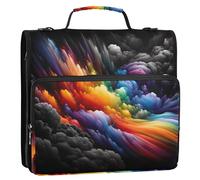 Archivador impreso de 3 anillas de 3,8 cm, anillos en D de colores, negro, cremallera, organizador de almacenamiento con asa, bolsa de escuela con bandolera