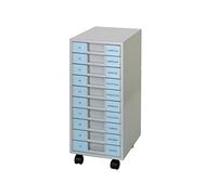 Archivador metalico clen 10 bandejas plastico de 5,5 cm de altura con ruedas color gris claro 680x303x371 mm
