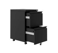 Archivador metálico seguro de 2 cajones con cerradura - Mueble de almacenamiento con ruedas para debajo del escritorio - Totalmente montado, apto para formatos Letter, Legal y A4 - Diseño móvil - Colo