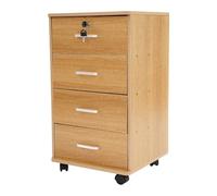 Archivador móvil con 4 cajones, contenedor enrollable con cerradura, contenedor auxiliar, cómoda de oficina, estantería lateral de 4 cajones para impresora, archivos, suministros de oficina, 34 x 37 x