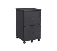 VASAGLE Armario Archivador de 2 Cajones, Archivador de Oficina con Cerradura, Soporte para Impresora, A4, Carta y Carpetas Colgantes, Montaje Necesaria, Negro LCD27BKV1