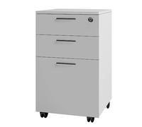 Archivador móvil de 3 cajones con cerradura para debajo del escritorio, para oficina en casa, gabinete rodante con amplio escritorio, resistente a los arañazos, 15.75 x 14.95 x 26.75 pulgadas