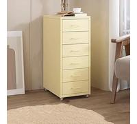 Archivador móvil de metal rodante con cerradura y ruedas, almacenamiento debajo del escritorio, soporte para impresora de oficina, color amarillo claro, 69 cm x 40,6 cm x 28 cm, solución de