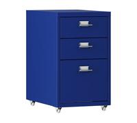 [en.casa] Archivador Móvil Kökar Organizador con 3 Cajones Portaetiquetas Cajonera de Oficina con Ruedas para Despacho Taller Acero - Azul