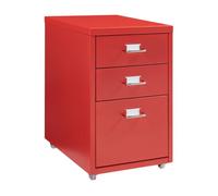 [en.casa] Archivador Móvil Kökar Organizador con 3 Cajones Portaetiquetas Cajonera de Oficina con Ruedas para Despacho Taller Acero - Rojo