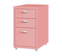 [en.casa] Archivador Móvil Kökar Organizador con 3 Cajones Portaetiquetas Cajonera de Oficina con Ruedas para Despacho Taller Acero - Rosa