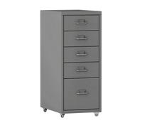 [en.casa] Archivador Móvil Kökar Organizador de Oficina con 5 Cajones Portaetiquetas Gabinete de Archivos con Ruedas para Despacho Taller 69 x 28 x 41 cm Acero - Gris