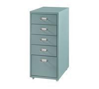 [en.casa] Archivador Móvil Kökar Organizador de Oficina con 5 Cajones Portaetiquetas Gabinete de Archivos con Ruedas para Despacho Taller 69 x 28 x 41 cm Acero - Verde Menta