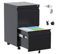 Archivador Móvil Metálico 2 Cajones con Cerradura, Cajonera Oficina Bajo Escritorio 69x44x50,5 cm, Bloqueable, Incluye 2 Llaves, Ruedas con Freno, Mueble Archivador A4 para Oficina Home Office, Blanco