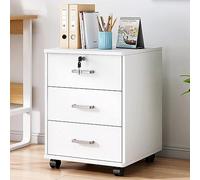 Archivador móvil resistente con cerradura, placa gruesa de almacenamiento para suministros de oficina y manualidades, gabinete blanco para espacios de trabajo nized