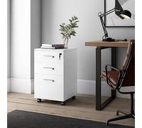 Archivador móvil vertical con cerradura - 3 cajones para cartas legales A4 - Oficina de madera blanca para el hogar/oficina - Gestión segura de documentos